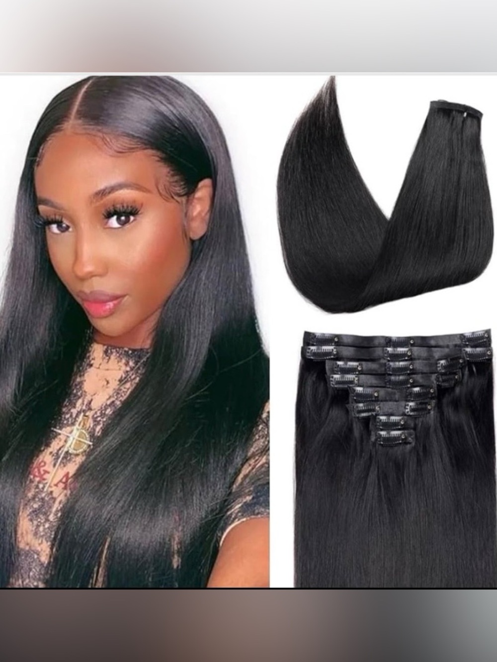 Remy 18 Inch Seamless Clip In Human Hair Extensions #1B Off Black 8Pc 120g New